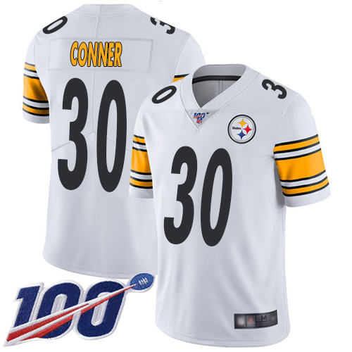 Men Pittsburgh Steelers Football 30 Limited White James Conner Road 100th Season Vapor Untouchable Nike NFL Jersey